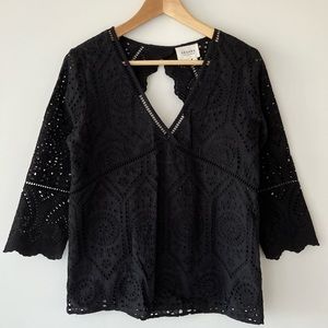 Sézane Black Lace Top Size 36